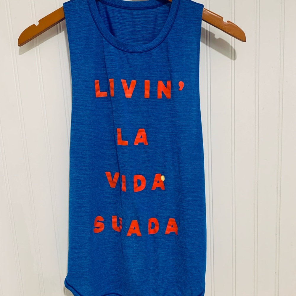 Lululemon rare blue livin la vida suada Tank Top 8